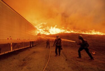 Firefighters continue to battle three blazes in Los Angeles and Ventura County, California