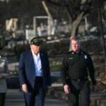 LA fires updates: Trump and Newsom show united front as president arrives in California to view damage