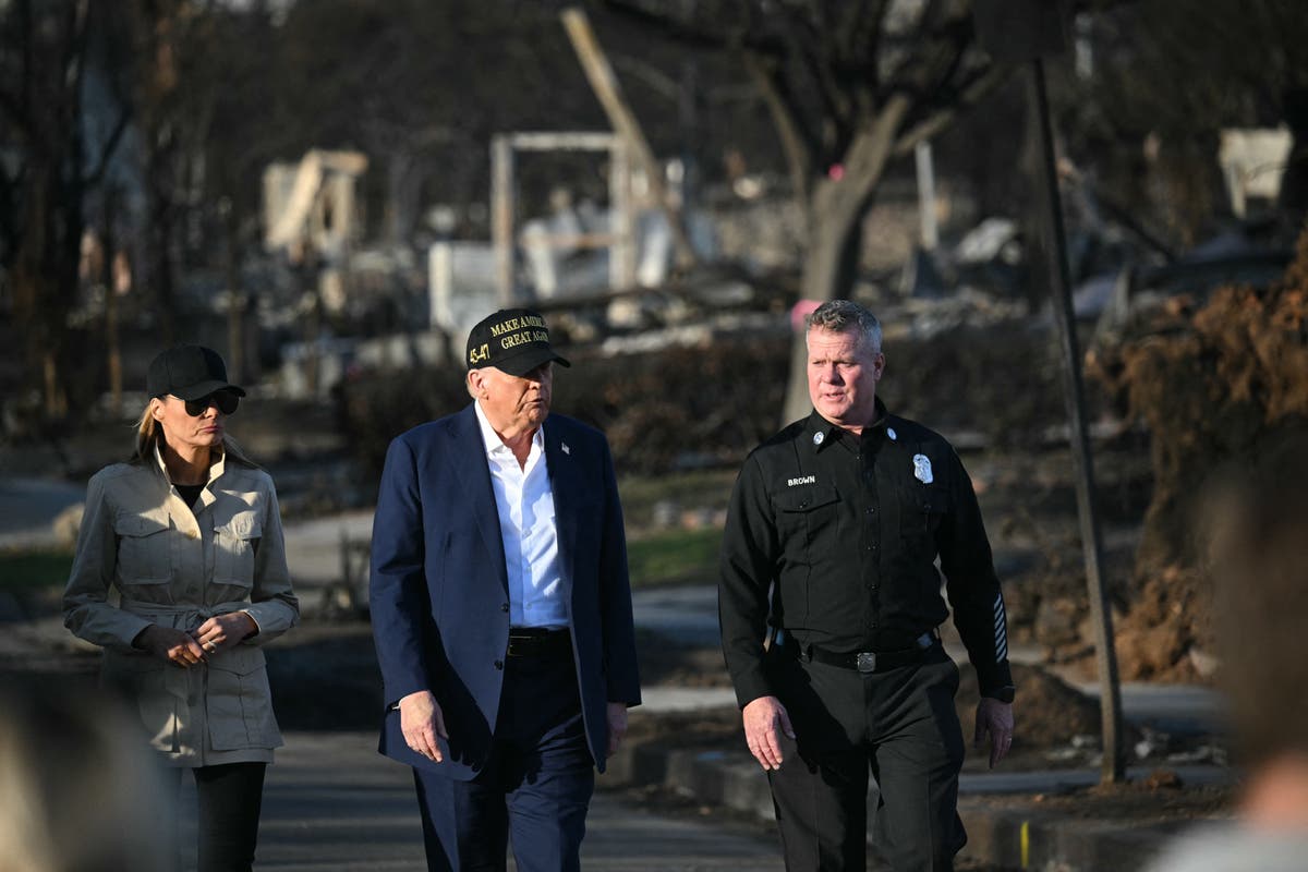 LA fires updates: Trump and Newsom show united front as president arrives in California to view damage