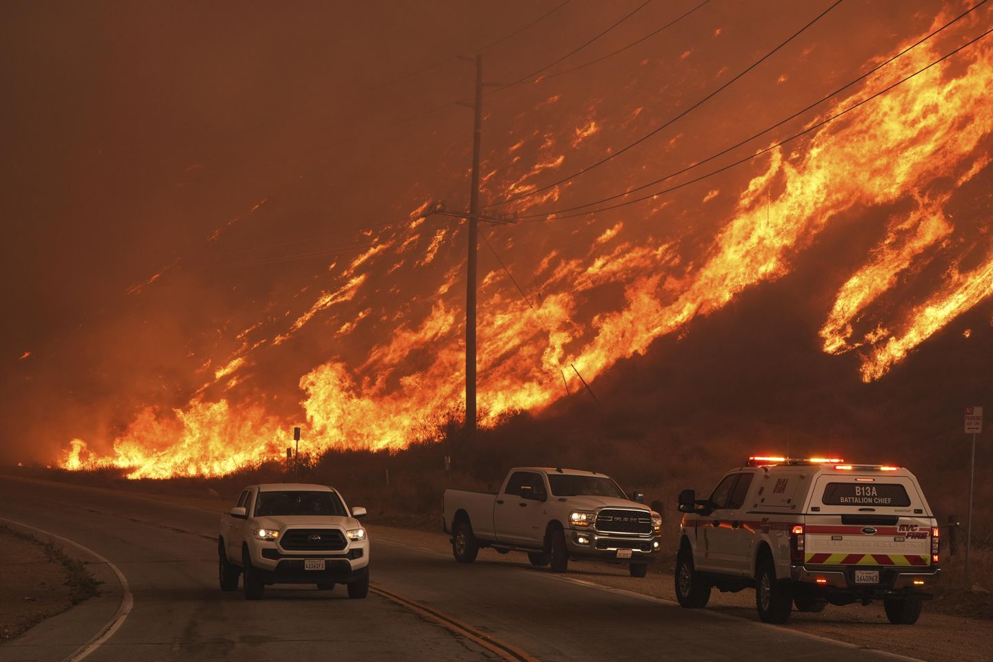 Over 50,000 under evacuation orders or warnings as wildfire imperils homes north of Los Angeles