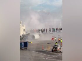 American Airlines flight catches fire in Denver