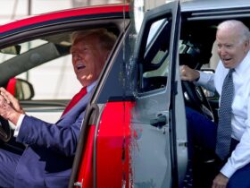 Biden also paraded electric vehicles at the White House, when he drove a Jeep Wrangler in 2021