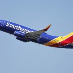 A Southwest Airlines plane takes off from Hollywood Burbank Airport on July 25, 2024 in Burbank, California. Southwest Airlines has announced it will discontinue its 50 year policy of open seating and will assign seats including premium seating in an effort to broaden its appeal. (Photo by Mario Tama/Getty Images)