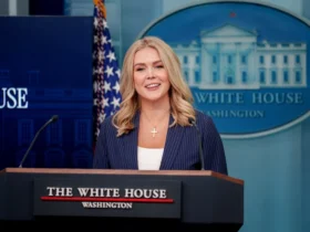 WASHINGTON, DC - FEBRUARY 12: White House Press Secretary Karoline Leavitt speaks during the daily press briefing at the White House on February 12, 2025 in Washington, DC. Leavitt spoke on the prisoner release from Russia, the war in Ukraine, inflation, and took questions on other topics. (Photo by Andrew Harnik/Getty Images)