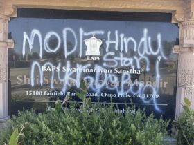 Southern California Hindu temple desecrated with anti-India and anti-Hindu graffiti calls for peace