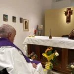 Vatican releases first photograph of the pope in a month as he celebrates Mass in hospital chapel