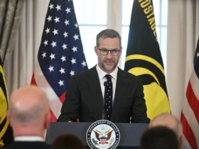 US Envoy for Hostages Adam Boehler speaks during a US hostage and wrongful detainee flag raising ceremony at the State Department in Washington, DC, on March 6, 2025. (Photo by Jim WATSON / AFP) (Photo by JIM WATSON/AFP via Getty Images)