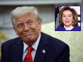 (L) WASHINGTON, DC - APRIL 14: U.S. President Donald Trump smiles as he meets with President Nayib Bukele of El Salvador in the Oval Office of the White House April 14, 2025 in Washington, DC. Trump and Bukele were expected to discuss a range of bilateral issues including the detention of Kilmar Armando Abrego Garcia, who has been held in a prison in El Salvador since March 15. (Photo by Win McNamee/Getty Images) / (R) WASHINGTON, DC - APRIL 08: (L-R) Harvey Mason jr., CEO, Recording Academy and Rep. Nancy Pelosi attend the GRAMMYs on the Hill Advocacy Day Awards Dinner at The Hamilton on April 08, 2025 in Washington, DC. (Photo by Paul Morigi/Getty Images for The Recording Academy)