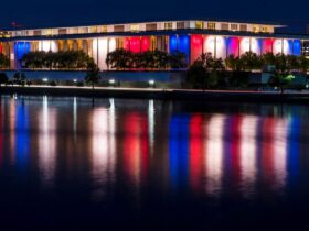 Kennedy Center lighting up nightly in red, white and blue