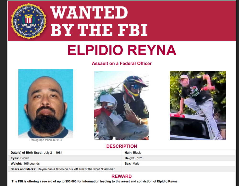Feds offer $50,000 reward for suspect in LA protest attack on Border Patrol