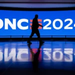 A worker walks through the concourse as preparations are made ahead of the Democratic National Convention (DNC) at the United Center in Chicago, Illinois, on August 17, 2024. Vice President Kamala Harris will formally accept the party